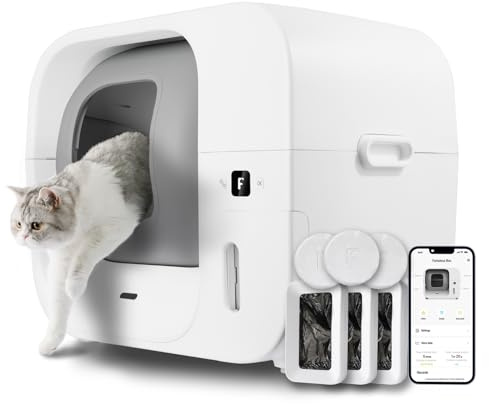 Furbulous True Odor-Free Automatic Self-Cleaning Cat Litter Box, Extra Large for 3–22 lbs Cats, Smart APP Control, Self-Pack & Refill System, 3 Waste Bags Included, Upgraded Model - White