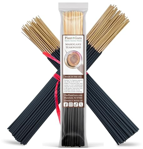 Mahogany Teakwood Incense Sticks 11 - Bulk 1 Bundle 85 to 100 Sticks - Smooth and Clean Long Burn Time, 45 to 60 Minutes.