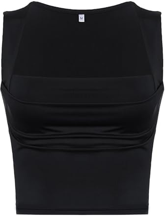 XKBHYD Gilet slim fit pour femme - Haut basique sans manches - Crop Tops sexy pour tous les jours, le sport, la danse, la course, le yoga, a noir, M