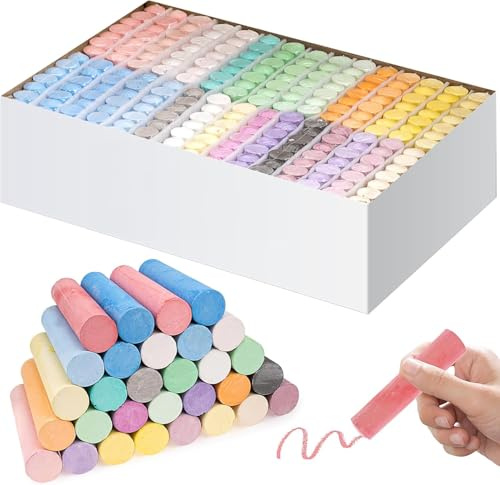 210 PCS Washable Sidewalk Chalks Set in 30 Colors, Jumbo Drawing Chalk for Outdoor Art, Non-Toxic Dustless Colored Giant Box Chalkboard Chalk for Students Painting on Blackboard, Playground, Party