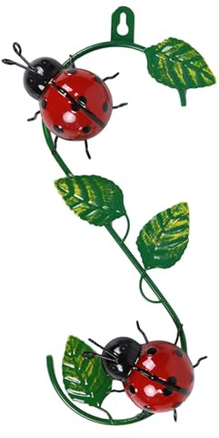 Decorazione da parete a foglia di metallo – Natura ispirata arte murale, 3D – e sculture di coccinella | Ornamento a foglie da appendere, scultura decorativa in metallo per soggiorno, camera da