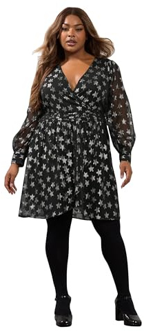 Yours Curve Metallic Star Mini Dress - Women's - Plus Size Curve Black