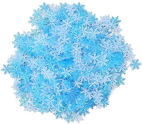 Tnfeeon Confeti de Copo de Nieve, Plástico de Colores Vibrantes, 1000 Piezas Decoración de Mesa de Invierno para Fiestas de Navidad (BLUE)