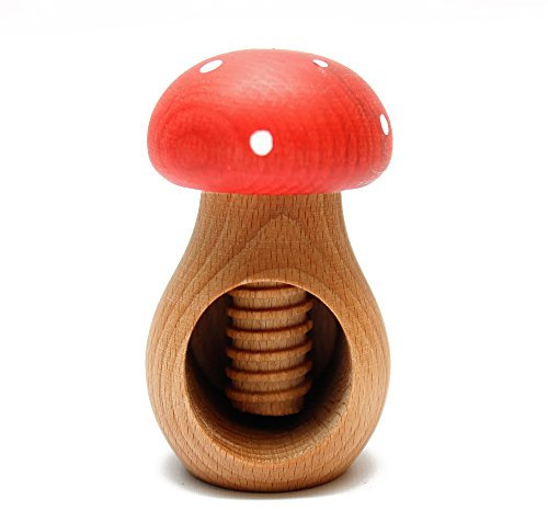 European Wood Mushroom Nut Cracker, Red