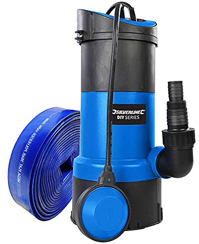 Submersible Water Pump 750w + 5m Hose Lay Flat Hose Powerful Fast 13000 LTR/hr Dirty & Clean Water