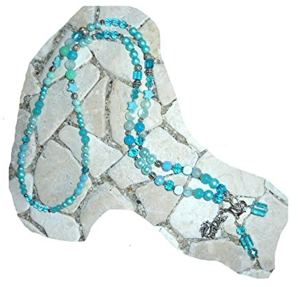 SSH-Design - lange Bettelkette - Y-Kette - aquablau -