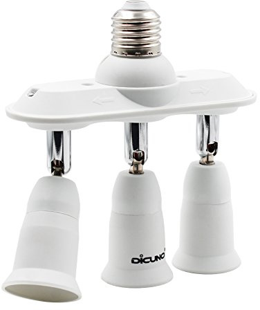 DiCUNO E27 3 en 1 Socket adattatore splitter, E27 Lampadina LED Standard, Supporto del convertitore, Presa per lampadario con 360 gradi regolabile a 180 °