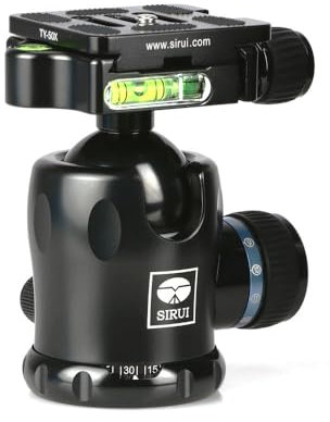 SIRUI AM-01 Rótula de Bola de trípode de Aluminio con rótula panorámica giratoria de 360 ° con Placa de liberación rápida Arca Swiss y Nivel de Burbuja, Capacidad de Carga de hasta 20 kg