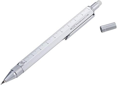 TROIKA CONSTRUCTION DROP ACTION – PIP31/SI – Multitasking Druck-Bleistift – technisches Zeichnen, Architekt – Zentimeter-/Zoll-Lineal – 1:20/1:50 m Skala – Radiergummi – TROIKA-Original