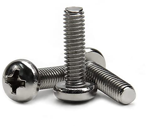 MroMax M4 x 14 mm Maschinenschrauben, Kreuzschlitzschraube, 304 Edelstahl, Silbergrau, 60 Stück