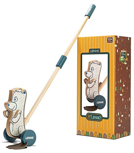 HEJ LØNNE Kinder Schiebespielzeug - LØNNE Schiebefigur Holz – Lauflernspielzeug zur Förderung der Motorik - Schiebetiere ab 1 Jahr - Kinder Spielzeug - Laufspielzeug