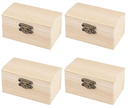 Tucireat Scatola in Legno 4 Pezzi Cofanetto Legno Scatola Legno con Coperchio Scatole Legno Scatola Portaoggetti Scatole di Legno Scatola Legno Portaoggetti Cassette Legno Cassetta in Legno