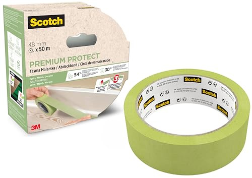 ScotchBlue Premium Protect Multiface Maskeringstejp, 1 rulle (48 mm x 50 m), skotsk målartejp för målning och dekoration, inomhus och utomhus, 70% PEFC