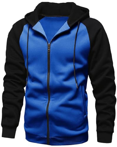 YawYews Huvtröjor för män dragkedja fleece lätta långärmade huvtröjor för män huvtröja S-2XL