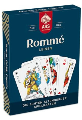 ASS Altenburger Rommé Leinen, französisches Bild, Blau und Weiß mit Rot und Schwarz Akzenten