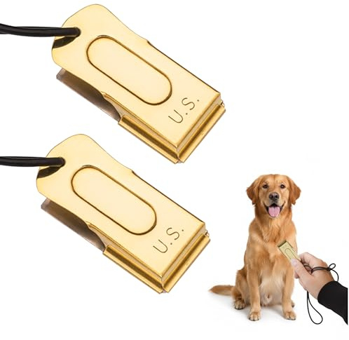 Mythrojan Pet Trianing Clicker della Seconda Guerra Mondiale degli Stati Uniti in Stile Militare statunitense, in Metallo con Incisione in Ottone e Acciaio, Confezione da 2