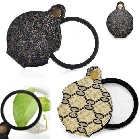 GHPKOTW 2 Unidades Lupa Plegable 3X, Lupa de Bolsillo, Lupa de Mano, Lupa de Lectura, Lupa Portátil, Lupa para Joyería, Antigüedades, Sellos, Relojero, Pasatiempos