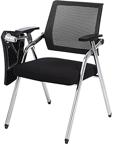 Ergonomisk stapelbar armstol för surfplatta för studenter och kontor, hopfällbara konferensrumsstolar med bifogat skrivbord, bekväm sittplats (svart)