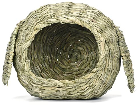 Tsophreniq Casa de césped para tejer a mano natural, cama plegable para hámsteres, chozas para cobayas, pájaros y conejos