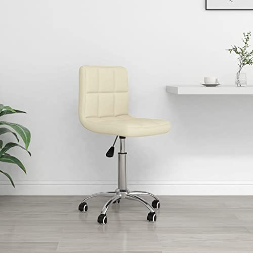 kithwjll Chaise de bureau pivotante en tissu crème avec vérin à gaz réglable en hauteur et roulettes à 360 °, chaise de bureau ergonomique avec assise et dossier rembourrés pour bureau