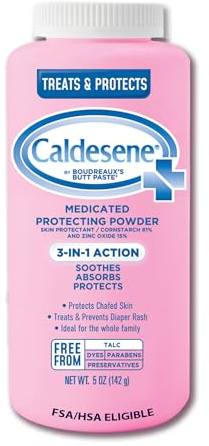 Caldesene Medicated Protecting Body Powder with Zinc Oxide and Cornstarch, Talc-Free Baby Powder Soothes & Protects, 5 Oz.