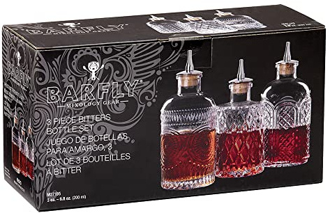 Barfly Bitters Bottle Set of 3 - M37186/M37187/M37188, Glass, 6.8 oz (200 ml), Set of 3