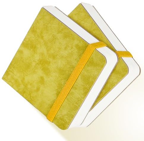 Funto Watercolor Journal 2-Pack, 3.9x3.9, 44 Pages Each,Hot-Pressed 100% Cotton, PU Leather Green Hard Cover, Art Supplies for Mixed Media