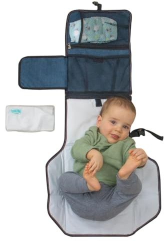 Toddleroo by North States - Travel Changing Pad: Portable Diaper Changing Pad for Baby - Foldable Changing Mat with Pockets - Navy
