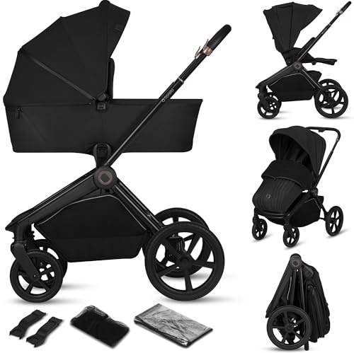 Lionelo Freya Carrito Bebé 2en1 (0-4 Años, 0-22 Kg), Capazo Plegable y Silla de Paseo, Plegable, Suspensión y Ruedas PU, Capota UPF50+, Hebilla Magnética, Ventilación, Accesorios, Adaptadore