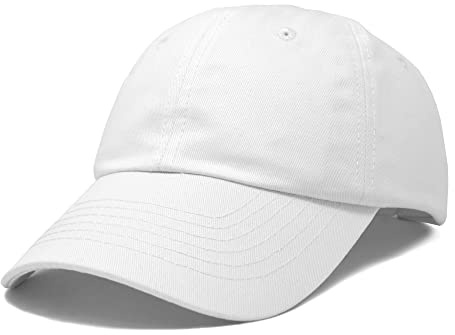DALIX Unisex Youth Childrens Cotton Cap Adjustable Plain Hat - Unstructured (White)