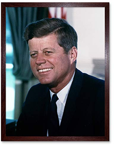 Portrait President John JFK Kennedy White House Photo Art Print Framed Poster Wall Decor 12x16 inch