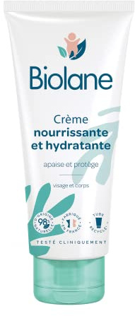 BIOLANE – Crème Nourrissante et Hydratante - Bébé - Visage et Corps - Apaise et Protège la peau - Ingrédients d'origine naturelle - 100 ml - Fabriqué en France