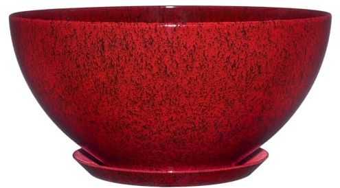 Classic Home and Garden Rosie Moderner Übertopf mit Drainage, zeitgenössische Pflanzschalen, Flache runde Vasen für kleine Pflanzen, vielseitige Töpfe für drinnen und draußen, 25,4 cm, Lavarot