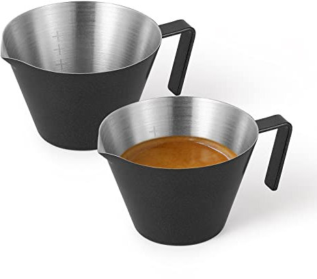 MHW-3BOMBER G6197B-OS - Juego de tazas de espresso (100 ml, mango de acero inoxidable, vaso medidor, jarra de acero inoxidable)