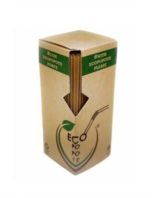 Eco Po Po Te® | Cannuccia Sostenibile Ecofriendly | 160 Cannucce in Fibra di Agave | Cannuccia Riciclabile 100% | Scatola di Cannucce Altezza cm 15