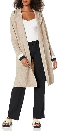 Tommy Hilfiger Women's Hood Kimono Cardigan Sweater, Heather Caribou Multi, M
