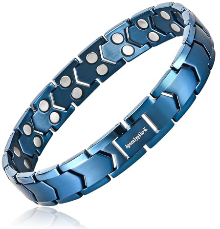 Apocalyptic-K Titan magnetiska armband för män, ren titan (ljus), dubbla kraftfulla magnetarmband, eliminerar statisk elektricitet, 1.2 centímetros, Titan