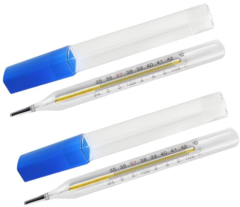℃&℉ Glass Thermometer for Underarm 2PCS - Basal Body Thermometer - Fever Thermometer - Accurate Easy Reading by HARIKA LIFE