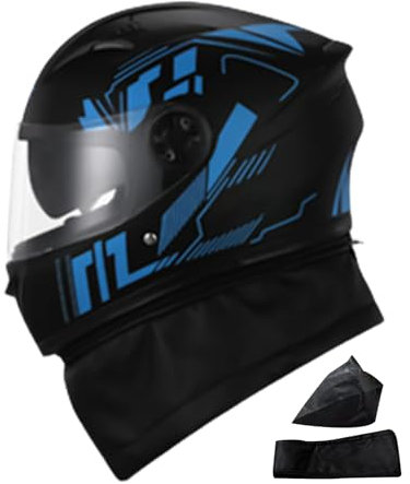 COMFOLIVING Casque de Moto, Casque intégral Respirant, Casque de Moto d'hiver avec Pare-Soleil et Foulard, Casque de Moto intégral Robuste et pour Scooters, vélos de Montagne et Moto