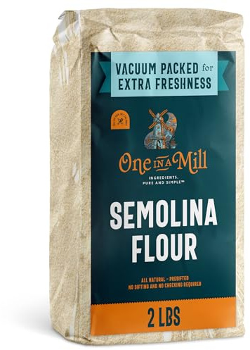 ONE IN A MILL Semolina Flour 2 LB (Pack of 1) | High Protein Durum Wheat Flour for Pizza Dough, Pasta, Bread, and Couscous | Vacuumed Packed for Freshness