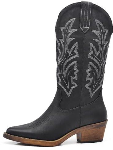 IF Fashion Cowboy Western Scarpe da Donna Stivali Stivaletti Camperos Texani Ricamati G676 nero N.41
