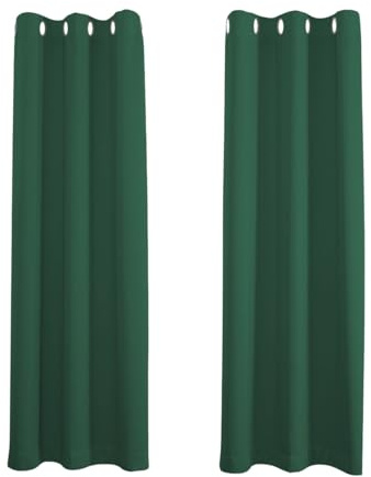 Happy Homewares Forest Green Blackout Curtains - 46 x 72 Inch Drop - Dark Elegant Eyelet Curtains with Thermal Insulation - 2 Panels for Bedroom or Living Room