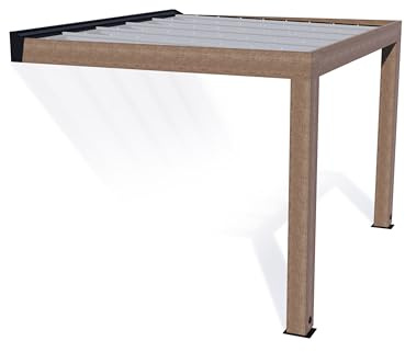 Canopia by Palram Terrassenüberdachung Zedernholz Helsinki 10x11 Polycarbonat Hohlkammerplatten Pergola 300 x 340 cm Taupe zur Überdachung ihrer Terrasse