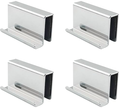 CHENJIN 4PCS Glass Door Handle 1.6 Inch Stainless Steel Window Display Cabinet Clip Puller Showcase for Kitchen Bathroom Wine Door