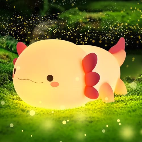 Euakee Axolotl nattlampa, Axolotl-lampa för barn, uppladdningsbar, variabel LED-touch, nattlampa för barn, silikon, barnnattlampa, present, sovrumsdekoration för barn, bebis, flicka, pojke