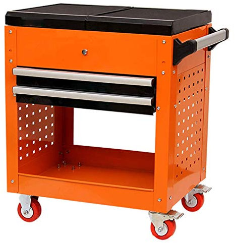 Werkzeugwagen, 3-stöckig, professioneller Schubladen-Organizer, multifunktionaler Servicewagen, Tragkraft 100 kg (Orange)