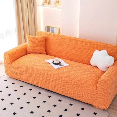 Odot Housse de Canapé Extensible, Jacquard Classique Protege Canape 1/2/3/4 Places, Housse Canapé avec Accoudoirs Lavable, Housse Canape Universel Ajustable, Housse de Fauteuil (2 Places,Orange)