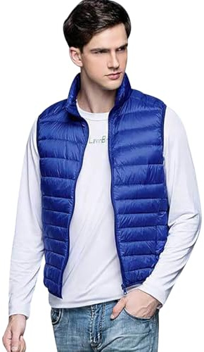 Chaleco Plumas Hombre Ligero Chaleco Acolchado Hombre Invierno Chalecos Acolchados para Hombre Gilet Men Chaleco Plumon sin Mangas Hombre Chaleco Plumifero Ultraligero Chaleco Pluma Hombre Azul S