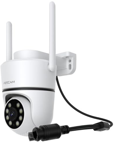 Foscam Telecamera di sorveglianza WiFi PD5 3K 5MP con funzione girevole e inclinazione e tracciamento automatico, audio bidirezionale, visione notturna a colori, IP65 impermeabile
