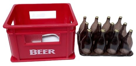 JUYAXIN Botella de cerveza en miniatura de casas de muñecas a escala 1/12 con caja, accesorio de proyecto de caja de cerveza realista para coleccionistas de modelos